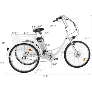 Электрикоцикл для взрослых для взрослых с корзиной 36 В съемный аккумулятор 250 Вт безмолковой двигатель 3-колесный велосипед Q0523 Q0523