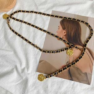 Waist Chain Belts Waist Chain Womens 2023 New Camellia Decoration Small perfume Style Belt Trend Vintage Waist Chain Q240523