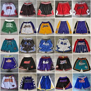 Classico cucito solo Don Shorts da basket retrò uomo con tasche con cerniera ginnastica allenamento pantaloni da spiaggia sport pop pop pantaloncini a maglie traspirabili ricami in legno duro