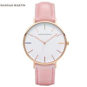 2017 New Designer Hannah Martin Women LadiesMemall Clock Mens Top Brand Luxury Pink Fashion Casuare Quartz Leather Nylon Watches 264y