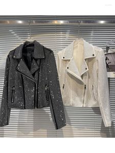 Женские куртки высококачественные 2024 осенний зимний дизайнерский дизайнерский бриллианты из бисера