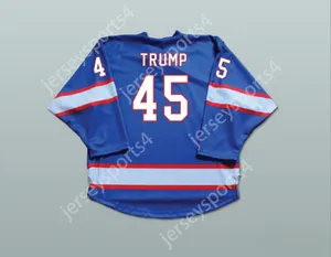 Niestandardowy Donald Trump 45 USA Blue Hockey Jersey Top Sched S-M-L-XL-XXL-3XL-4XL-5XL-6XL