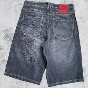 Men's Shorts Summer Y2K Hip Hop Retro Embroidered Black Loose Jeans For Men And Women Harajuku Streetwear Basketball Denim