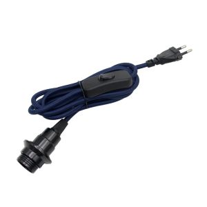 AC 220V Cords de alimentação de plugue europeu de tecido trançado coberto com interruptor E14 lâmpada de lâmpada rosqueada para kits de cordão de luz pendurados