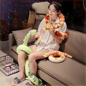 Stuffed Plush Animals Simulation Cartoon Python Plush Toys Long Pillow Stuffed Animal Realitisc Snake Giant Boa Halloween Decor Kids Boys Funny Gifts