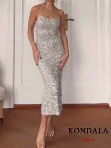 Kondala Sexy Sequin Party Dress Womens Fashion 2024 Cami Sheath Night Club Dress Elegant Underwear Y2K Girls Dress 240520