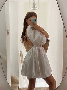 Abiti casual di base Donne Abito estivo Summer Fashion White Elegant Slve Slve Disterne Dress Dress Dress Abito Mini Abito casual Y240524