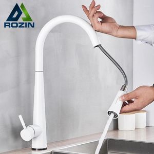 Küchenarmatur Rozin Touch Sinn weißer Wasserhahn ausziehen Mixer Schwarz Smart Sensor Stream Spray Modus Taps Taps