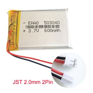 Polimero litio da 3,7 V 600 mAh Batteria ricaricabile Lipo 503040 per JST PH 2,0 mm 2pin Plug per la fotocamera GPS Bluetooth Electronics