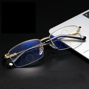 Okulary przeciwsłoneczne prawie wyparte podwójne okulary odczytu wielokrotnie odczytu Progresywne inteligentne zoom anty-blue UV Protect Presbyopic 304L