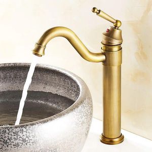 Torneiras de cozinha vintage retro antigo brass bar molhado vaso de banheiro pia de torneira giratória mixer tap single hole uma alça mnf015