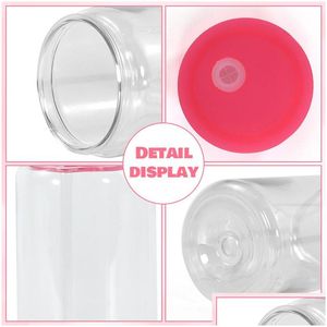 Tumblers 16oz akryl libbey plastburk med ST för vinyl UV DTF -klistermärke Summer Drinkware Mason Jar Juice Cup Drop Delivery Home Gard Dhzfx