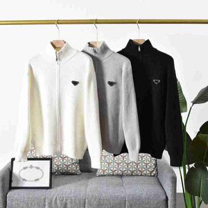 Men S Sweaters Men Sweater Brand Hip Hop Street Jacket Shirt Cotton Thin Classic Stand Collar Inverted Triangle Embroidery Spring Woolen Zipper Coat OWB