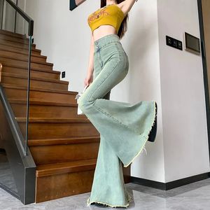 Lucyever Eesthetic Skinny Flare Jeans Women Vintage Slim Fit High midje denim Pants Woman Y2K Streetwear Wide Leg Trousers 240524