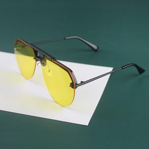 Güneş Gözlüğü Moda Kişilik Trendi Erkekler ve Kadınlar İçin Yarım Çerçeve UV400 Turuncu Kırmızı Lens Gölgesi 6 Renk 278B