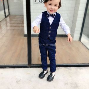 Kinder formelle Smoking Tuxedo Blazer Weste Hosen 3pcs Set Flower Boys Hochzeitsanzug Kinder Performance Host Dance Party Kleid Kostüm