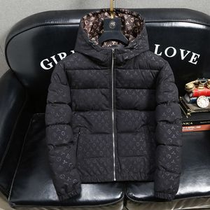 Dark Flower Hooded Down Cotton Jacket For Men's Winter värme förtjockade trendiga kläder tryckta