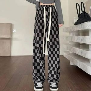 Wide Leg Pants for Women Checkerboard High Waist Chic Casual Pants Y2K Harajuku Street Baggy Pants Spring and Autumn 240514