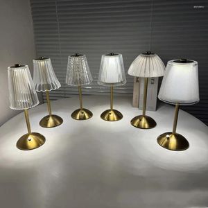 Table Lamps Dimmable Crystal Lamp Vintage Small Nordic Style Gold Bedside USB Rechargeable Cordless Nightstand Light Living Room