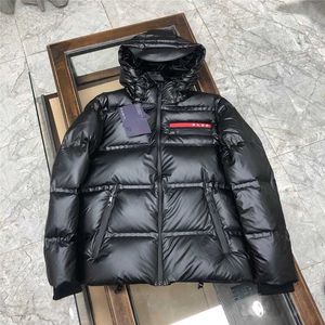 Men's Vests High version P family autumn and winter casual hooded rubber strip down jacket Pu triangle warm for men 1BFE