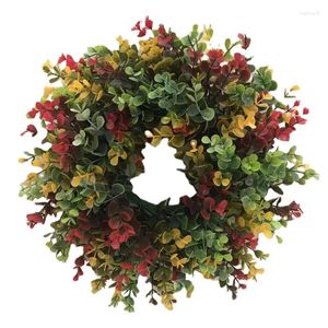 Decorative Flowers Fall Door Artificial Wreath Orange Harvest Window Flower Garland For Holiday Year Thanksgiving Decoration Pendant