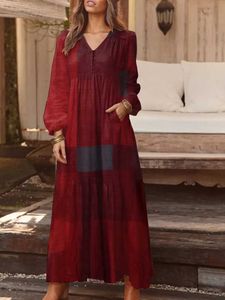 Basic Casual Dresses Elegant Women Maxi Shirt Dress ZANZEA Losse Long Slve Vestidos Autumn Vintage Ladies Plaid Dress Fashion Robe T240523