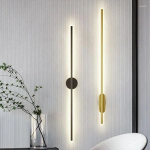 Lampy ścienne Mordern Lampa LED Black Gold 60cm Light Light do salonu telewizja sypialnia sypialnia Korytarz Oświetlenie otoczenia