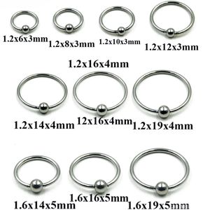 2st Steel Captive Bead Ring Ear Hoop Nose Tragus Cartilalge Piercing Nipple Body Jewelry Earring 16G 14G 240523