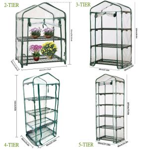 2-5 Tier Walk-in Greenhouse Replacement Cover Flowers Plants Warm for Outdoor Indoor PVC Greenhouse Cover with Zipper - No Shelf