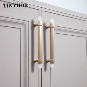 Natural crystal+ Solid brass Knobs T Bar Handles Drawer Pulls Kitchen Cabinet Knobs and Handles luxury Furniture Hardware