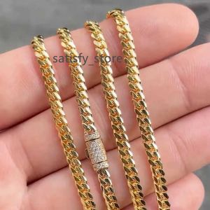 Partihandel 10k 14k 18k Solid Real Gold 8mm Cuban Link Chain Armband Iced Out Hip Hop Moissanite Necklace Fine SMEE sach Men kvinnor