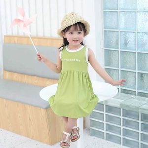 Girl's Dresses Clothing Sets 2024 Summer New Childrens Clothing Girl Sleeveless Sports Dress 1-7 Y Daily Clothing Letter Printed Tank Top WX5.23