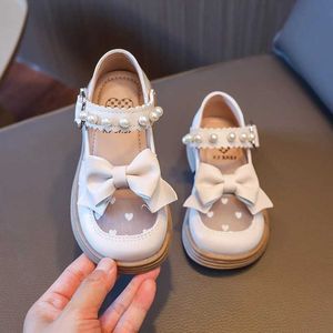 Flat Shoes Childrens Mary Jane 2023 Spring New Girl Red Leather Shoes Rhinestone and Bow Korean Edition Unique Childrens Fashion Apartment Q240523