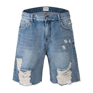 Washed jean designer mens slim fit zipper straight jean shorts ripped denim short jeans hole blue knee length