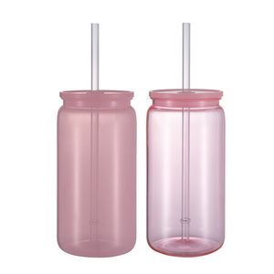 16oz plast Mason Tumblers Colored PC Plastic Cup Akryl Jelly Color Straw Cups T9I002650