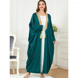 Napone di moda di abbigliamento etnico Kaftan Open Abaya Women Seques Appliques Batwing Muslim Kimono Cardigan Dress Moroccan Dubai Islamic