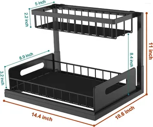 Küchenlager unter Waschbecken Organizer ausziehen Schrank 2-stufig Rutschblutungsregal Mehrnutzung für