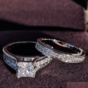 Anéis S925 Sterling Sier Sier Noivado Rainto de noivado Conjuntos de anel para mulheres Bridal 2022 Novo produto Fashion Finger Jóias Jóias Drop Drop Otupz