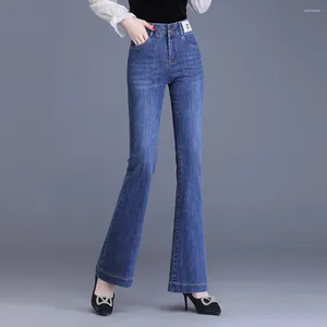 Women's Jeans 2024 Women Stretch Flare For Spring Autumn Big Yards Slimming Bleached Bootleg Denim Oversize 6XL Dropshiping