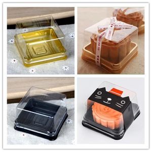 100pcs50セット6 8 6 8 4 cmミニサイズ透明なプラスチックケーキボックスマフィンコンテナフードギフトパッケージウェディングサプライ311p