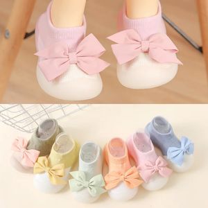 Baby Toddler Anti-slip Shoes Socks Infant Girls Big Bow Floor Shoes Princess 0-2 Years 240524