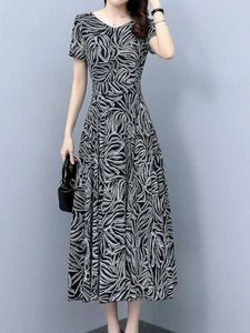 Basic Casual Dresses Womens printed Frock long slim fit dress elegant and casual style short Slave one-piece dress womens clothing summer 2024 Y240524