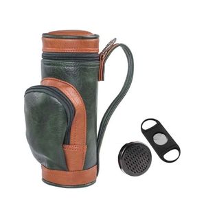  PU deri golf çantası depolama Puro seyahat kasası 8 puro ve aksesuarlar için portatif puro humidor hediye erkekler için çok amaçlı golf çantası kesici ile