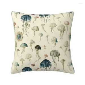 Pillow Antique Vintage Jellyfish Illustration Covers Sofa Home Decorative Square Cover 40x40