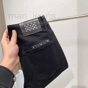 Men's Jeans Designer luxury brand jeans mens black spring and summer slim fit smalll straight leg elastic European casual pants MEKV