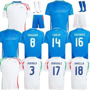 2024 Koszulki piłkarskie Italys 24 25 Scamacca Immobile Chiesa Football koszule Raspadori Jorginho Barella Bastoni Verratti Euro Puchar Narodowy Męs