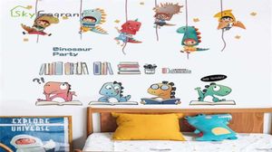 Duże naklejenie ścienne Śliczne kombinacja dinozaurów domowy samozwańczy pokój dziecięcy dekoracja sypialni dla dzieci sypialnia dekoracje badań naklejka 2114377536