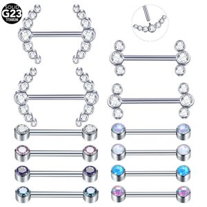 1pc 14g Опал соска соска кольца кольца Cz Bezel Set Intronly Thread Shield Mamilo Piercings Sexy Women Jewelry 240523
