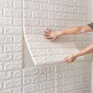 壁紙自己粘着壁紙70cmx100cm防水壁ステッカー泡レンガパターンPVC 3Dパネル装飾寝室の家のための装飾