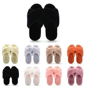 Kvinnor glider päls skakar tofflor designer flip flops trippel svart röd rosa grå icke-varumärke kvinnors sandaler hom d29 s